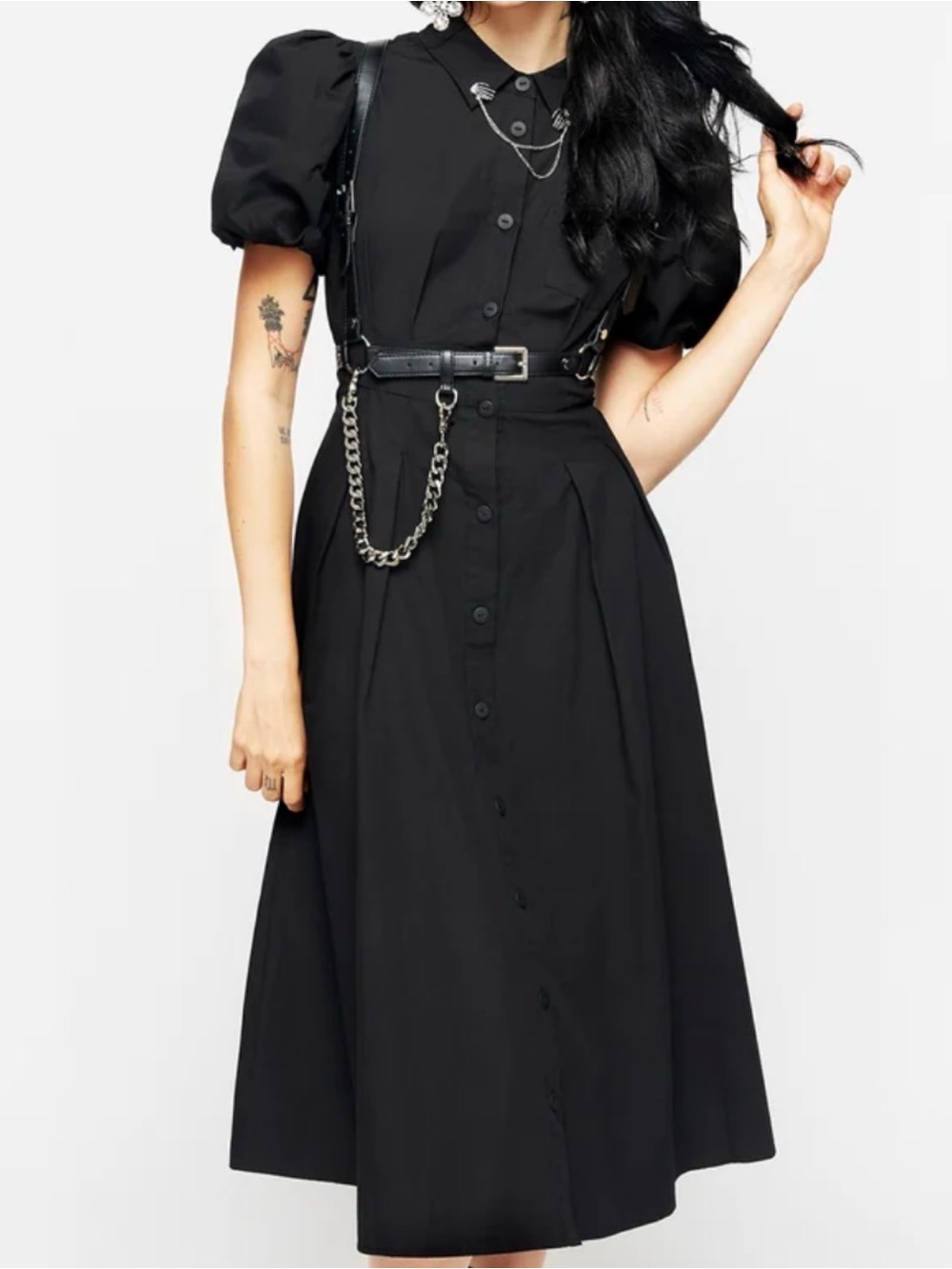 Disturbia Skeleton Collar 💀 Midi Shirt Dress Size 12